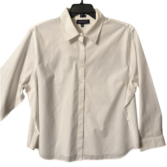 Jones New York Non-Iron White Button-Front Shirt 3X Classic Cotton Style - Picture 6 of 7